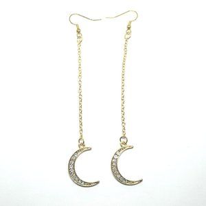 Gold Plated Copper Crescent Moon Sequin Earrings
